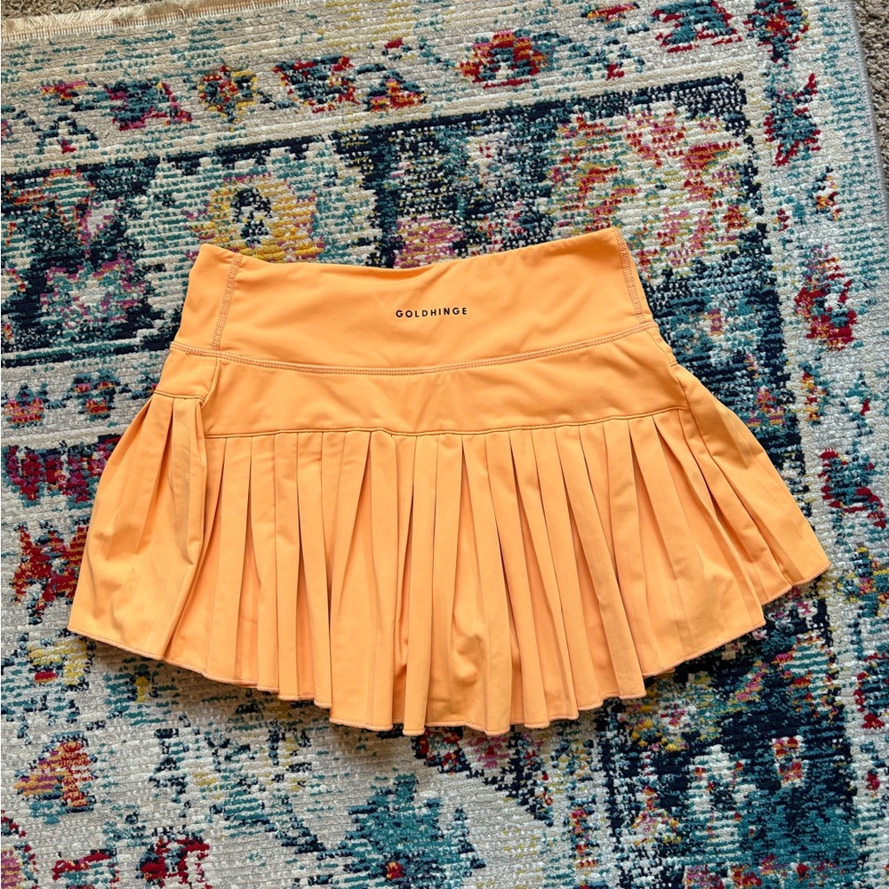 Goldhinge Women's Orange Pleated Skirt